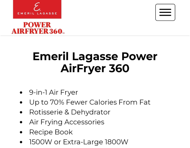 Emeril Lagasse 1500-Watt 9-in-1 Power Air Fryer 360